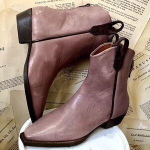 Free People Wesley Ankle Boot Western River Stone Shaded Leather